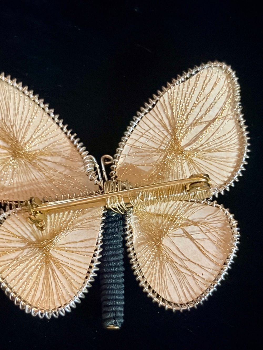 Vintage Butterfly Brooch Handmade - West Germany 1960s - 1970s - Picture 9 of 10